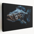 Stretched canvas wall art displaying a vibrant marine life fish design, showcasing colorful fish in a lively underwater scene, perfect for ocean-themed decor.