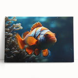 Colorful marine life wall art print showcasing various fish species on a stretched canvas, designed to enhance aquatic-themed decor and inspire ocean lovers.