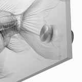 Close-up view of a vibrant marine life fish design wall art piece, showcasing intricate details and colors on acrylic glass, perfect for ocean-themed decor.