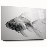 Acrylic wall art collection showcasing vibrant marine life fish design, viewed from the side, highlighting colorful aquatic patterns and sleek finish. Perfect for ocean-themed decor.
