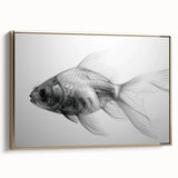 Framed canvas wall art depicting vibrant marine life with colorful fish, set against a gold background, showcasing intricate details and textures.