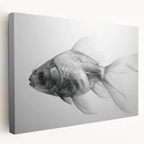 Colorful marine life canvas wall art showcasing various fish species in vibrant hues, perfect for ocean-themed decor. Stretched canvas with a side view, ideal for adding a lively touch to any room.