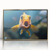 Framed wall art featuring an intricate marine life fish design, showcasing vibrant colors and gold accents, perfect for adding an oceanic touch to home decor.