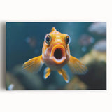 Colorful marine life canvas wall art displaying various fish species in vibrant hues, perfect for ocean-themed decor. Ideal for enhancing living spaces and aquatic-themed interiors.