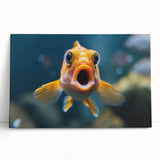 Stretched canvas wall art showcasing vibrant marine life fish design, featuring rich colors and intricate details, perfect for ocean-themed decor in homes or offices.