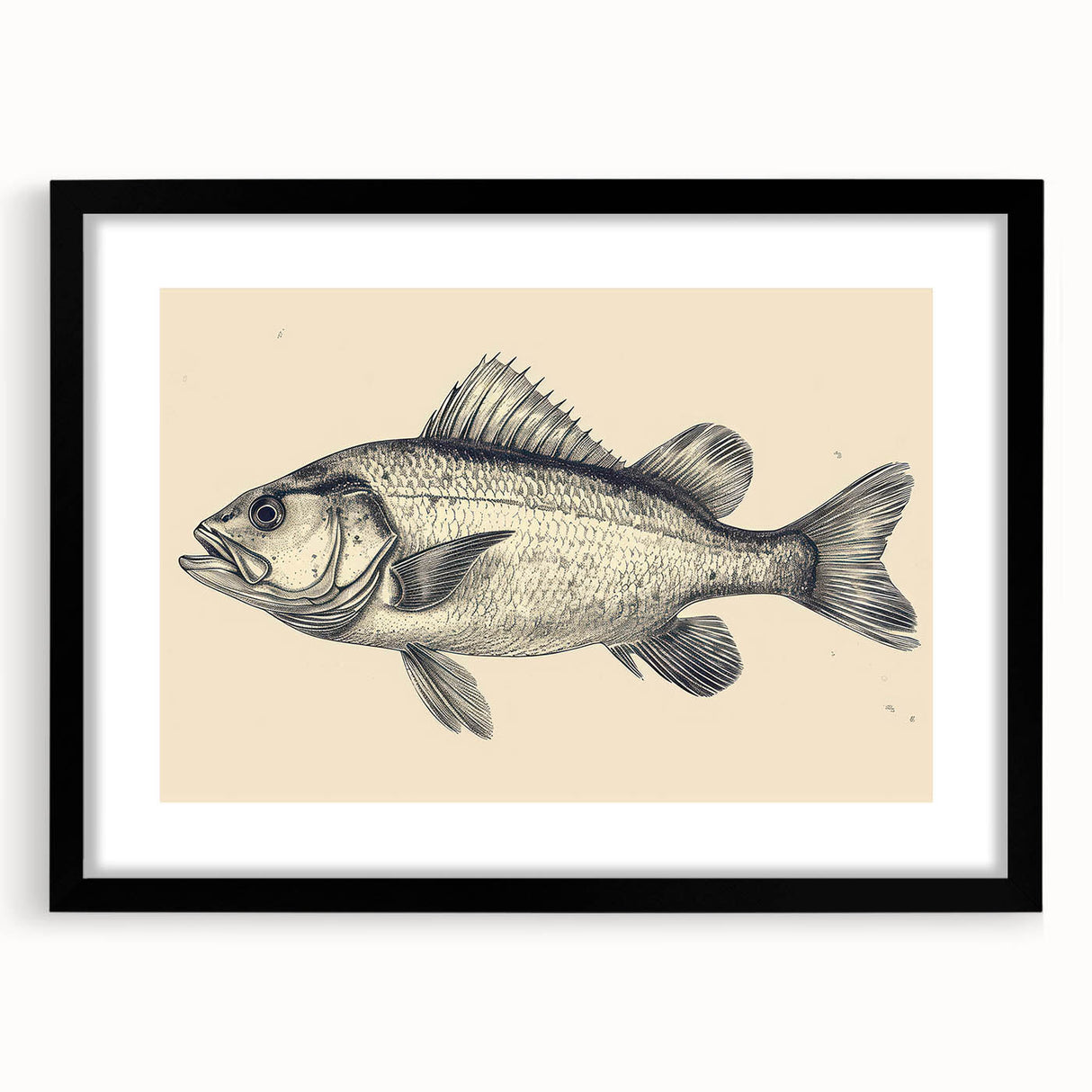 Framed wall art depicting vibrant marine life fish designs in colorful hues, set against a sleek black frame, perfect for ocean-themed decor.