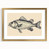 Elegant marine life wall art featuring vibrant fish designs in a gold frame with a white mat, perfect for enhancing coastal-themed decor.