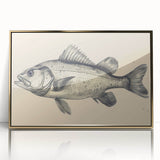 Framed wall art featuring a vibrant marine life fish design, showcasing colorful aquatic species in detailed illustration, set in a sleek gold frame for modern decor.