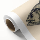 Vibrant rolled canvas featuring a marine life fish design, showcasing intricate details and colors, ideal for ocean-themed decor, packaged securely for delivery.