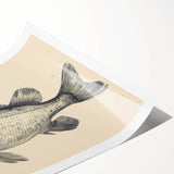 Colorful marine life wall art design showcasing various fish species against a vibrant blue background, rolled for easy display and shipping, ideal for ocean-themed decor.