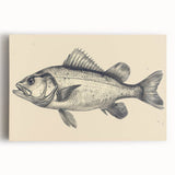 Vibrant stretched canvas wall art depicting a colorful marine life fish design, showcasing diverse aquatic species against a bright background, perfect for ocean-themed decor.