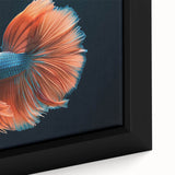 Close-up of a vibrant marine life-themed framed canvas wall art collection, showcasing colorful fish designs on a textured surface, ideal for ocean-inspired decor.