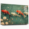 Colorful acrylic glass wall art showcasing a vibrant marine life fish design, displayed in a side view with pins, perfect for aquatic-themed decor.