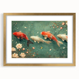 Elegant wall art featuring a marine life fish design in a gold frame with a mat, showcasing intricate details and vibrant colors, perfect for ocean-themed decor.
