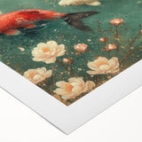 Vibrant rolled canvas wall art depicting an intricate marine life fish design, showcasing a colorful underwater scene with detailed aquatic elements, suitable for home decor.