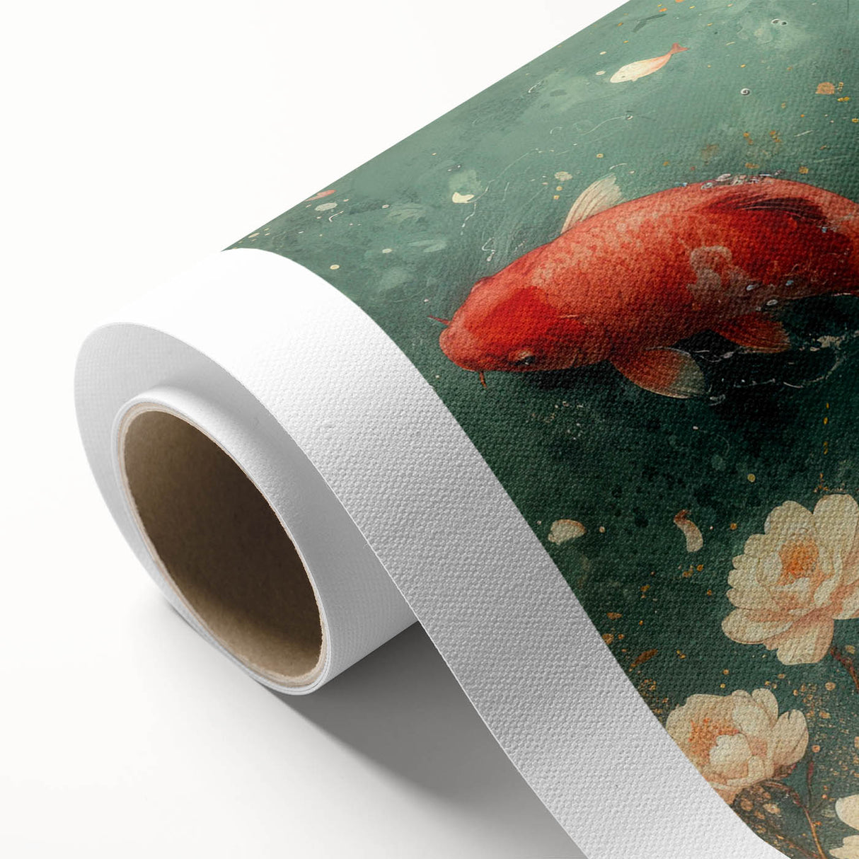 Rolled canvas artwork showcasing a vibrant marine life fish design with intricate details and vivid colors, perfect for ocean-themed decor. Ideal for enhancing living spaces.
