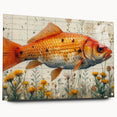 Colorful marine life wall art design featuring a variety of fish species, displayed in a sleek acrylic frame, showcasing intricate details and vibrant hues.