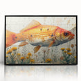 Framed acrylic wall art showcasing a vibrant marine life fish design, featuring detailed illustrations of colorful fish against a black background, perfect for ocean-themed decor.