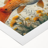 Vibrant rolled canvas artwork showcasing a colorful marine life fish design, ideal for ocean-themed decor, presented in a protective cardboard tube for safe shipping.