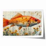 Vibrant marine life wall art print showcasing a colorful fish design, perfect for nautical-themed decor. Ideal for adding a coastal touch to any room.