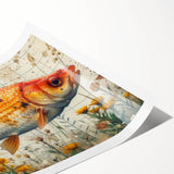 Colorful marine life wall art print showcasing a variety of fish designs, ideal for ocean-themed decor, rolled and ready for framing. Perfect for adding a vibrant touch to any space.