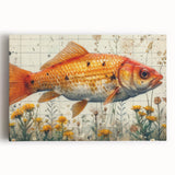Vibrant marine life wall art featuring colorful fish designs on stretched canvas, ideal for ocean-themed decor, showcasing intricate details and vivid colors.