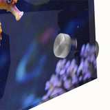 Close-up of a vibrant marine life wall art piece showcasing colorful fish designs on acrylic glass, perfect for ocean-themed decor and enhancing interior spaces.