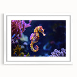 Framed wall art collection showcasing vibrant marine life fish design, featuring a white mat, ideal for enhancing home decor with aquatic themes.