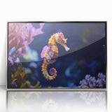 Framed wall art collection showcasing a vibrant marine life fish design with a silver-acrylic frame, ideal for ocean-themed decor, enhancing any space.