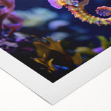Vibrant rolled canvas wall art showcasing a captivating marine life fish design, featuring colorful aquatic species against a serene blue background, perfect for ocean-themed decor.