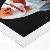 Colorful rolled canvas wall art featuring a vibrant marine life fish design, showcasing detailed aquatic scenes in blue, green, and orange hues, ideal for ocean-themed decor.