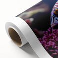 Colorful marine life wall art design printed on rolled canvas, showcasing vibrant fish in an underwater scene, ideal for home décor or ocean-themed spaces.
