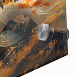 Close-up of vibrant marine life wall art featuring a variety of colorful fish designs on acrylic glass, showcasing intricate details and textures ideal for ocean-themed decor.