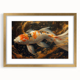 Framed wall art featuring a vibrant marine life fish design, showcasing colorful aquatic species against a sleek gold frame, perfect for ocean-themed decor.