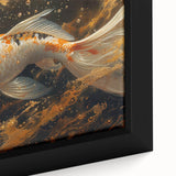 Framed canvas wall art showcasing a vibrant marine life fish design with intricate details and vivid colors, perfect for adding a coastal touch to any room.