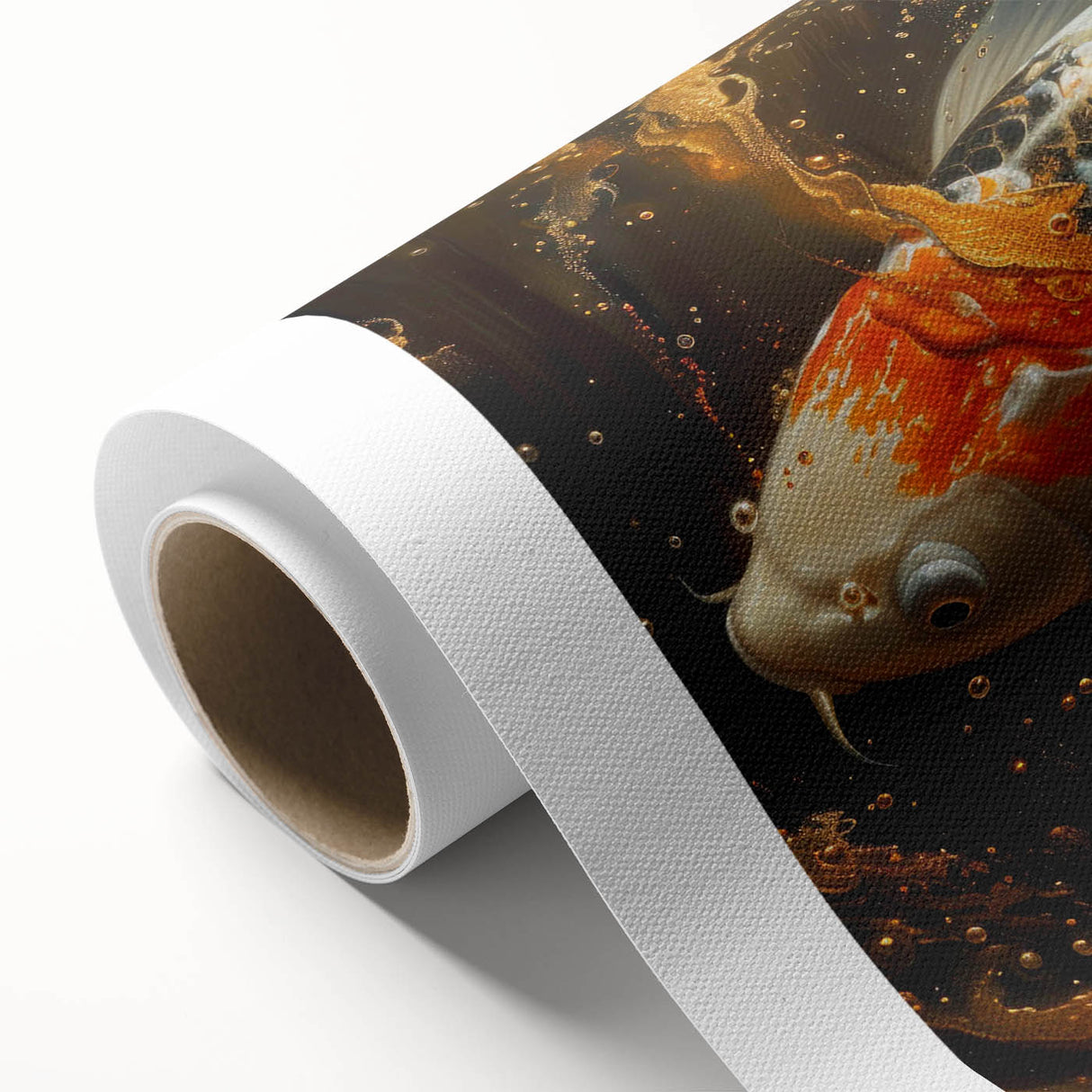 Vibrant rolled canvas print showcasing a detailed marine life design with colorful fish and aquatic elements, perfect for ocean-themed decor.