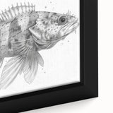 Close-up of a framed canvas wall art piece showcasing vibrant marine life fish design, featuring intricate details and vivid colors that enhance aquatic themes.