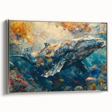 Framed wall art showcasing a vibrant marine life fish design on canvas, featuring a sleek silver frame, ideal for enhancing coastal or nautical decor. Perfect for adding a splash of color and ocean-themed elegance to any space.