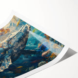 Vibrant marine life wall art print showcasing colorful fish designs in an ocean setting, perfect for home decor or aquatic-themed spaces. Rolled for easy framing.