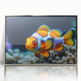 Framed acrylic wall art showcasing a vibrant marine life fish design in silver, perfect for ocean-themed decor, adding a touch of elegance to any space.
