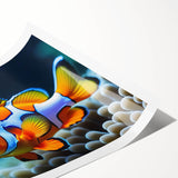 Vibrant marine life wall art print showcasing colorful fish and underwater scenery, rolled and securely packaged for easy display in any ocean-themed decor.
