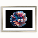 Framed wall art collection showcasing vibrant marine life fish designs, featuring a silver frame and mat, perfect for ocean-themed decor in homes or offices.