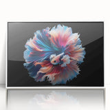 Framed acrylic wall art featuring a vibrant marine life fish design, showcasing colorful ocean fish in a contemporary style, perfect for nautical-themed decor.