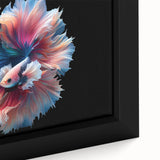 Close-up of a framed wall art piece showcasing a vibrant marine life fish design, featuring intricate details and vivid colors, perfect for ocean-themed decor.