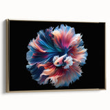 Framed wall art showcasing a vibrant marine life fish design in a gold frame, ideal for ocean-themed decor. This piece adds a touch of elegance to any room.