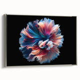 Elegant framed canvas wall art featuring a vibrant marine life fish design in a silver frame, showcasing colorful aquatic creatures and intricate details, perfect for ocean-themed decor.