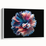 Framed canvas wall art featuring a vibrant marine life fish design, showcasing colorful oceanic creatures against a white background, ideal for aquatic-themed decor.