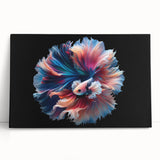 Stretched canvas wall art showcasing a vibrant marine life fish design, featuring colorful aquatic creatures against a serene blue background, ideal for coastal decor.
