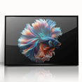 Framed acrylic wall art showcasing a vibrant marine life fish design with a black frame, perfect for adding a touch of ocean decor to any space.