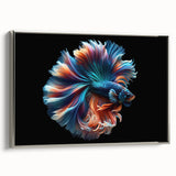 Framed wall art featuring a vibrant marine life fish design, showcasing colorful aquatic species on a textured canvas with a sleek silver frame, ideal for ocean-themed decor.